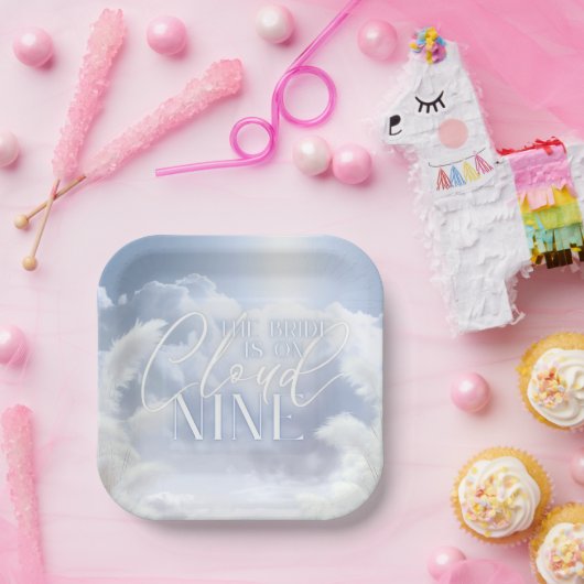Bridge on Cloud Nine 9 White Pampas Brautparty Pappteller (Party)