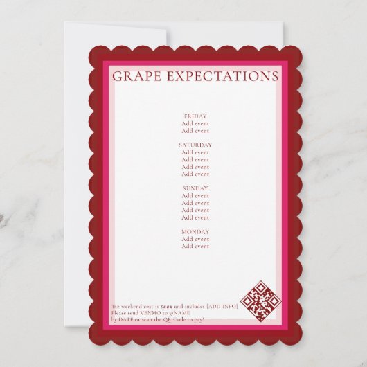 Bridge on Cloud Winery Napa Junggeselinnen-Abschie Einladung (Rückseite)