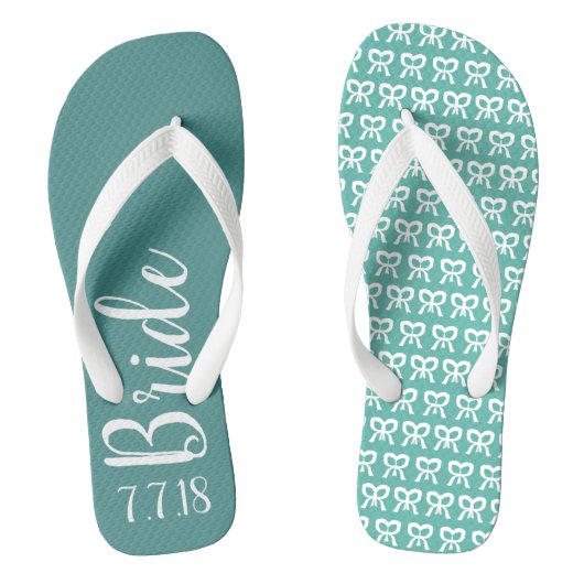 Bridge Personalisiert Wedding Türkis Flip Flops Badesandalen (Fußbett)