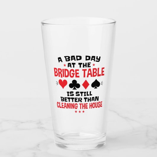 Bridge Player Funny Zitat Bad Day an Bridge Tisch Glas (Vorderseite)