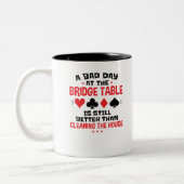 Bridge Player Funny Zitat Bad Day an Bridge Tisch Zweifarbige Tasse (Links)