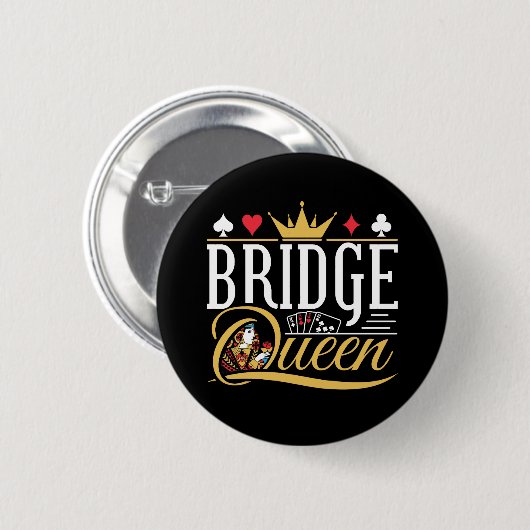 Bridge Queen Card Game Women Button (Vorne & Hinten)