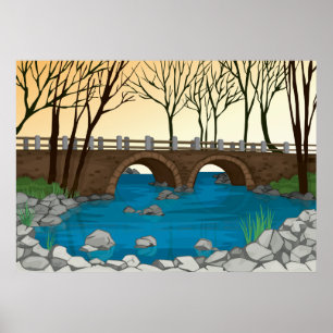 Bridge River Landscape Poster