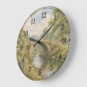 Bridge & River Wall Clock — Scenic Landscape Desig Große Wanduhr (Winkel)