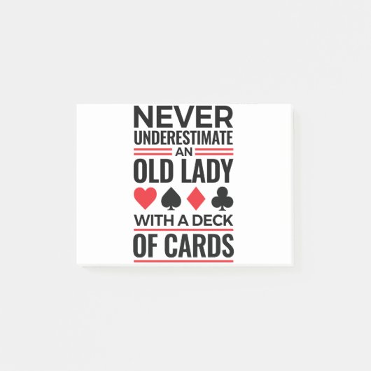 Bridge-Spieler unterschätzen Alte Lady Cards nie Post-it Klebezettel (Vorderseite)
