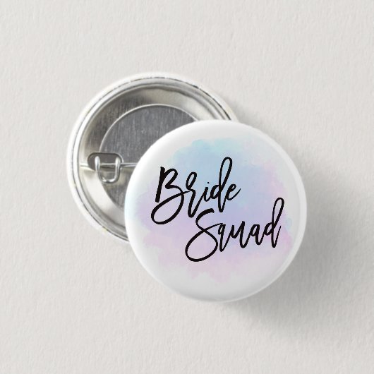 Bridge Squad Black Script Hübsch Pastel Wasserfarb Button (Vorne & Hinten)