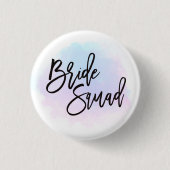 Bridge Squad Black Script Hübsch Pastel Wasserfarb Button (Vorderseite)