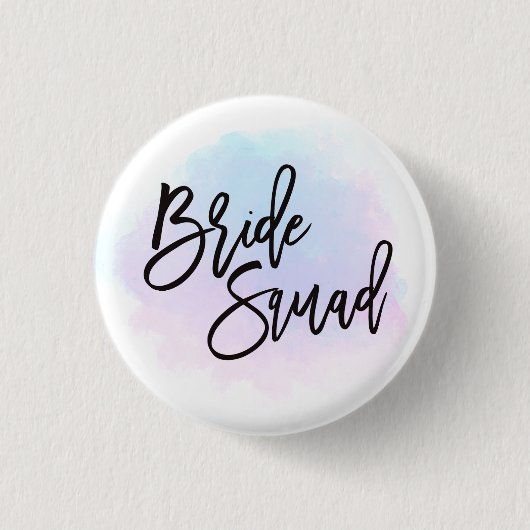 Bridge Squad Black Script Hübsch Pastel Wasserfarb Button (Vorderseite)