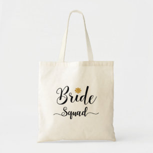 Bridge Squad Black Text Gold-Blume-Modern Tragetasche
