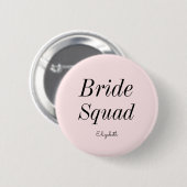 Bridge Squad Blush Pink Black Wedding Button (Vorne & Hinten)