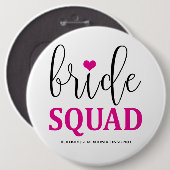 Bridge Squad Hot Pink Button für Bridesmaid (Vorne & Hinten)