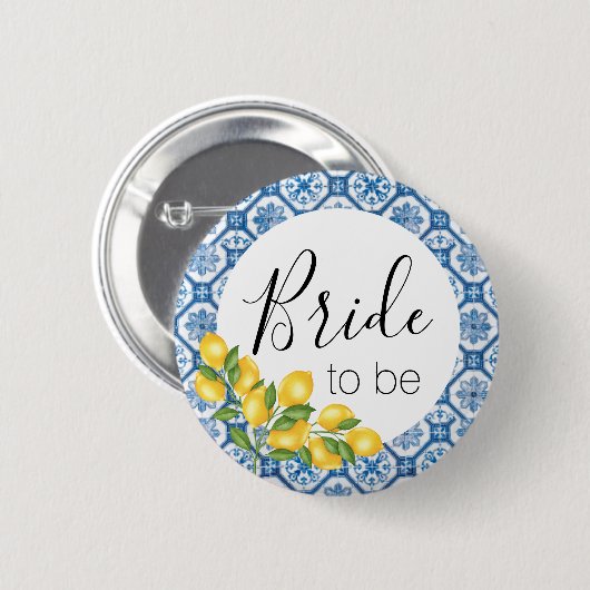 Bridge to Be Button - Blue Tile und Lemons (Vorne & Hinten)