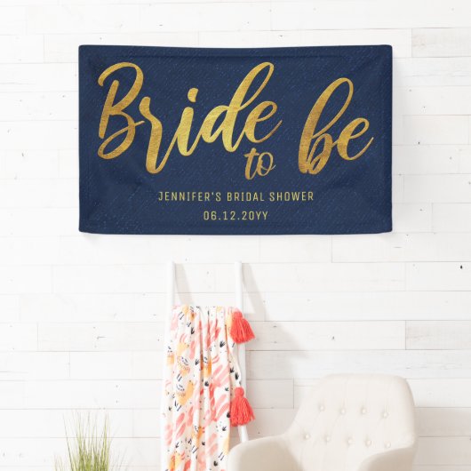 Bridge to be Gold Calligraphy Navy Brautparty Banner (Insitu)