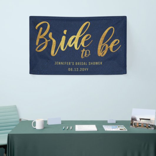 Bridge to be Gold Calligraphy Navy Brautparty Banner (Messeveranstaltung)