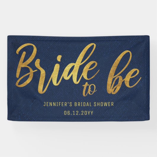 Bridge to be Gold Calligraphy Navy Brautparty Banner (Horizontal)