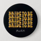 Bridge to be Gold Glitzer Text with name, Black Button (Vorderseite)