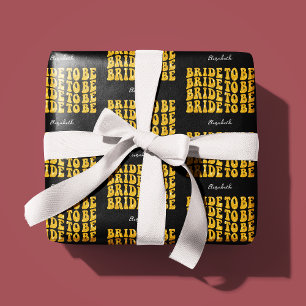 Bridge to be Gold Glitzer Text with name, Black Geschenkpapier