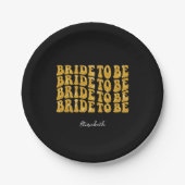 Bridge to be Gold Glitzer Text with name, Black Pappteller (Vorderseite)
