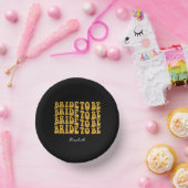 Bridge to be Gold Glitzer Text with name, Black Pappteller (Party)