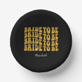 Bridge to be Gold Glitzer Text with name, Black Pappteller (Vorderseite)