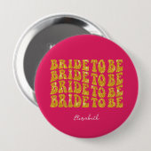 Bridge to be Gold Glitzer Text with name, Pink Button (Vorne & Hinten)