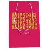 Bridge to be Gold Glitzer Text with name, Pink Mittlere Geschenktüte (Vorderseite)