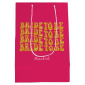 Bridge to be Gold Glitzer Text with name, Pink Mittlere Geschenktüte (Rückseite)