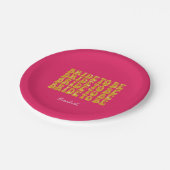 Bridge to be Gold Glitzer Text with name, Pink Pappteller (Schrägansicht)