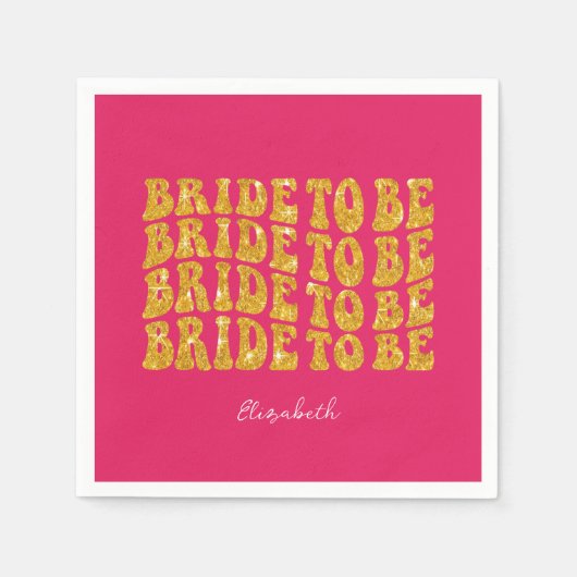 Bridge to be Gold Glitzer Text with name, Pink Serviette (Vorderseite)