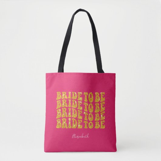 Bridge to be Gold Glitzer Text with name, Pink Tasche (Vorderseite)