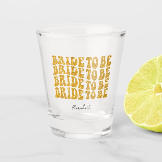 Bridge to be Gold Glitzer Text with name Schnapsglas (Vorderseite)