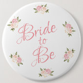 Bridge to be Pink Floral Script Watercolor Button (Vorderseite)