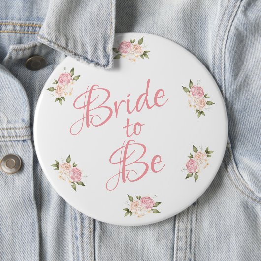 Bridge to be Pink Floral Script Watercolor Button (Beispiel)