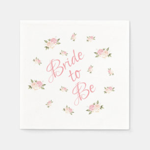 Bridge to be Pink Floral Script Watercolor Serviette