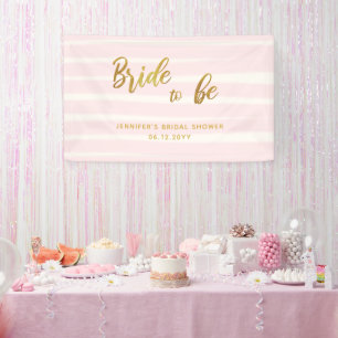 Bridge to be Pink Stripes Boho Chic Brautparty Banner
