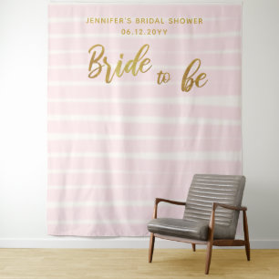 Bridge to be Pink Stripes Boho Chic Bridal Hinterg Wandteppich