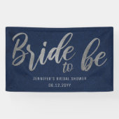 Bridge to be Silver Calligraphy Navy Brautparty Banner (Horizontal)