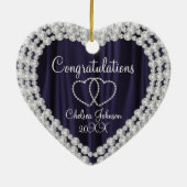 Bridge to be White Diamonds Plum Lila Hochzeit Keramik Ornament (Hinten)