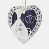 Bridge to be White Diamonds Plum Lila Hochzeit Keramik Ornament (Links)