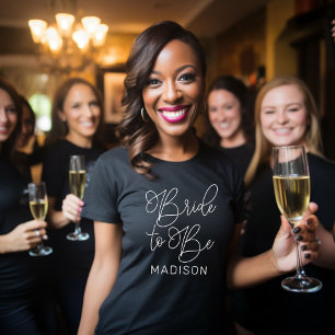 Bridge to Be White Modern Script Custom Wedding T-Shirt