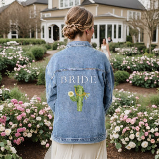 Bridge to be White Script Wedding Denim Jacket Jeansjacke