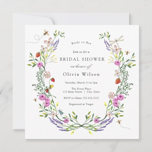 Bridge to Bee Boho Floral Brautparty Einladung (Vorderseite)