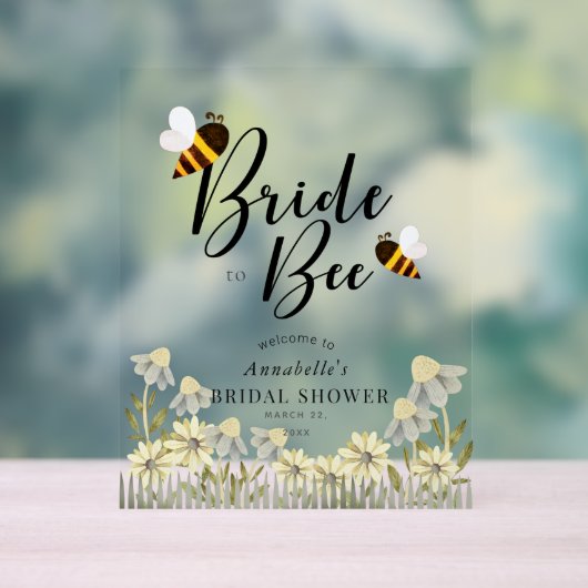 Bridge to Bee Floral Brautparty Willkommen Acrylschild (Neutral)