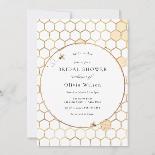Bridge to Bee Gold Brautparty Einladung (Vorderseite)