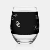 Bridge to Groom Gift Monogram Black Red Heart Weinglas Ohne Stiel (Links)