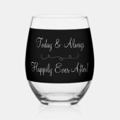 Bridge to Groom Monogram Black Two Tone Weinglas Ohne Stiel (Rückseite)
