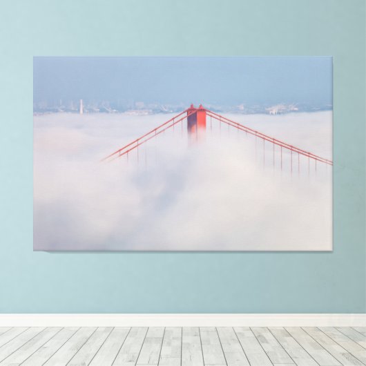 Bridge Tower in Nebel Leinwanddruck (Insitu (Holzboden))