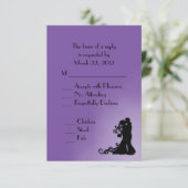 Bridge und Groom Royal Lila UAWG mit Menü RSVP Karte (Stehend Vorderseite)