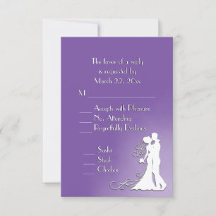 Bridge und Groom Royal Lila UAWG mit Menü RSVP Karte