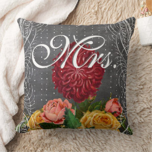 Bridge Vintag Floral Red Heirloom Rose Kissen